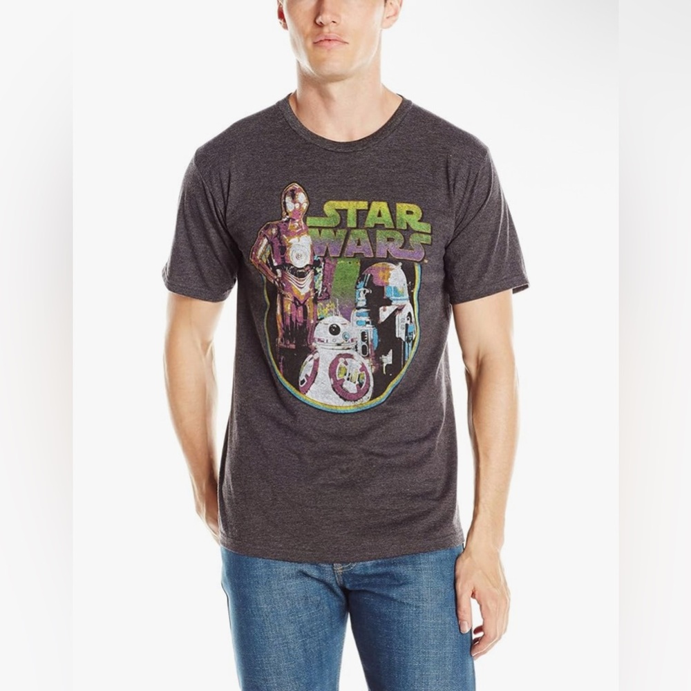 Star Wars Men’s Charcoal Gray‎ Episode Neon T-Shirt Small S